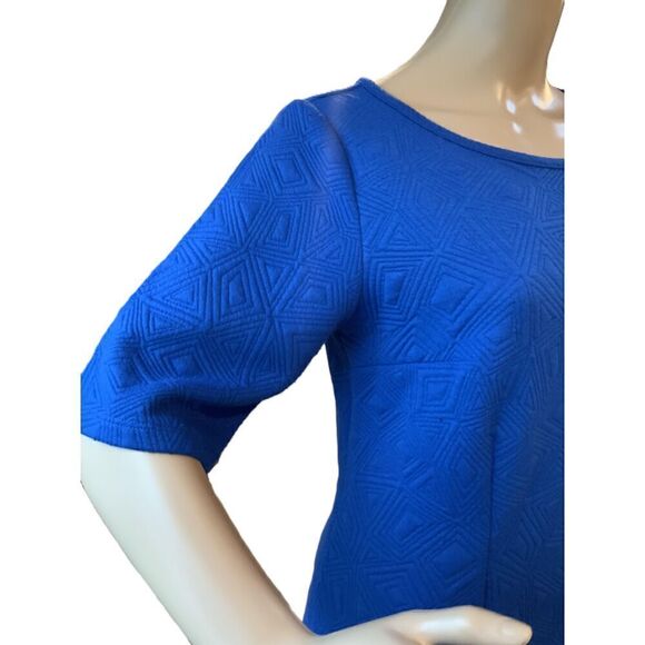 Monroe & Main Blue 3/4 Sleeve Boat Neck Textured Dress Size Small - Picture 5 of 13